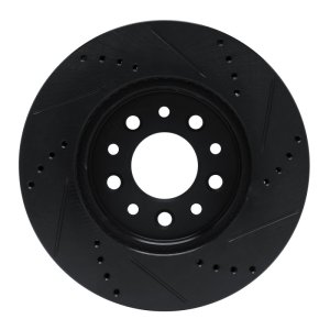 Ford Freestar Brake Rotor (1) - Front Left - R1 Concepts - Drilled & Slotted - Black - `04-`07